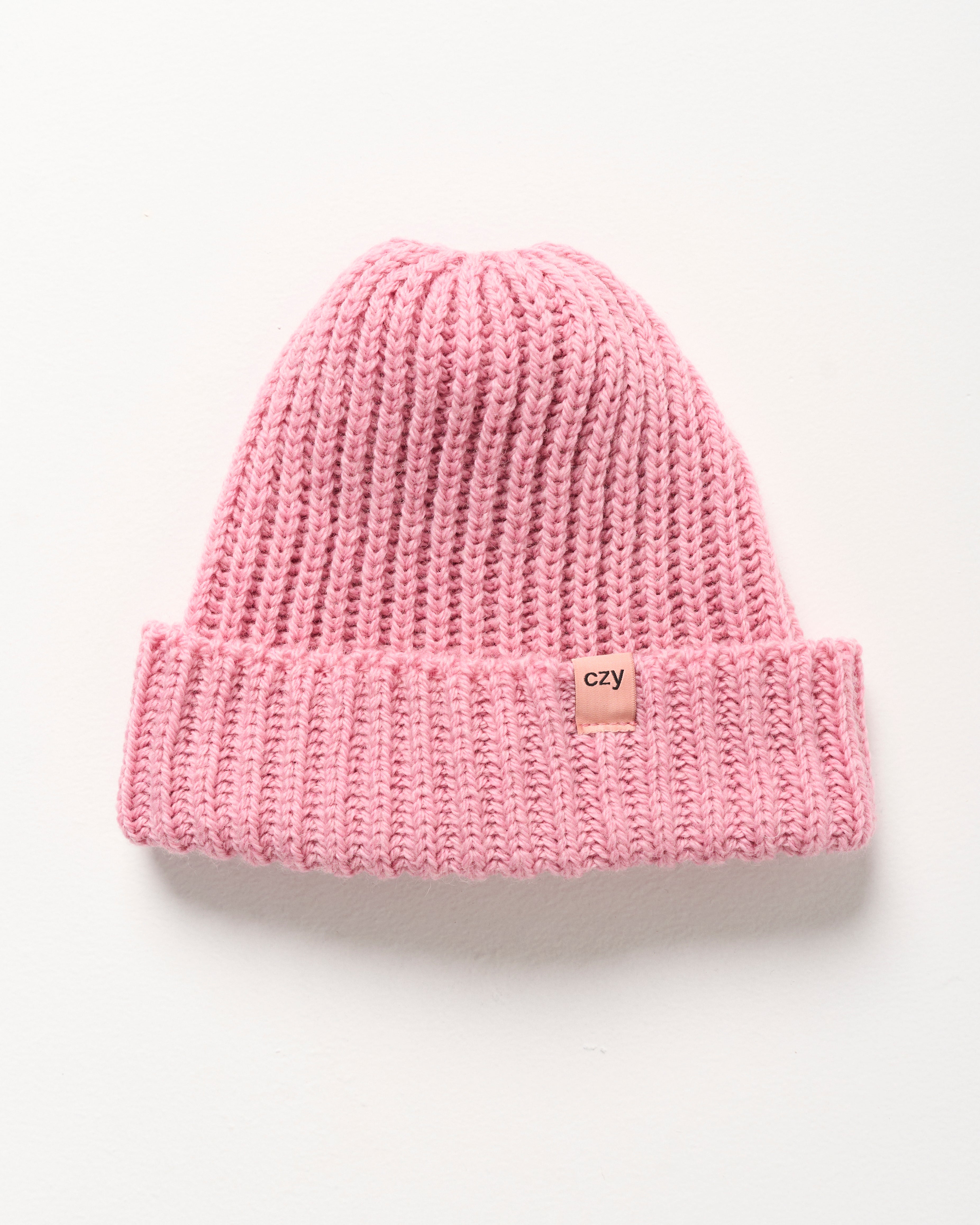 Czy Merino Wool Beanie in Pink